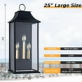 thumbnail image 6 of Lawyettle 3-Light 25" Outdoor Wall Lantern with Dusk to Dawn Sensor, Black Exterior Light with Glass for Porch, Patio, Entryway & House, 6 of 9