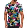 thumbnail image 1 of Tops para hombre, blusas y camisas de cuello redondo y manga corta para hombre, blusas y camisas casuales deportivas con estampado de camuflaje divertido para hombre y mujer, blusas vintage de manga c, 1 of 8