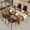 Wood Table+4 Brown&Black Chairs(Style 4), variant on ExtraLco Dining Table Set for 6, Wood Grain Table with 6 Brown Fabric Chairs for Kitchen Dining Room