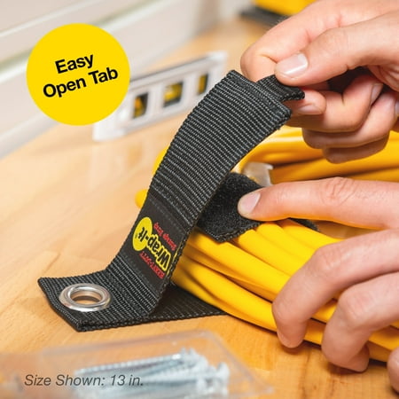 Wrap-It Storage - Heavy-Duty Straps, 10-inch (3-Pack)- Extension Cord Organizer, Cord Wrap Keeper, Cable Straps for Cords - Black