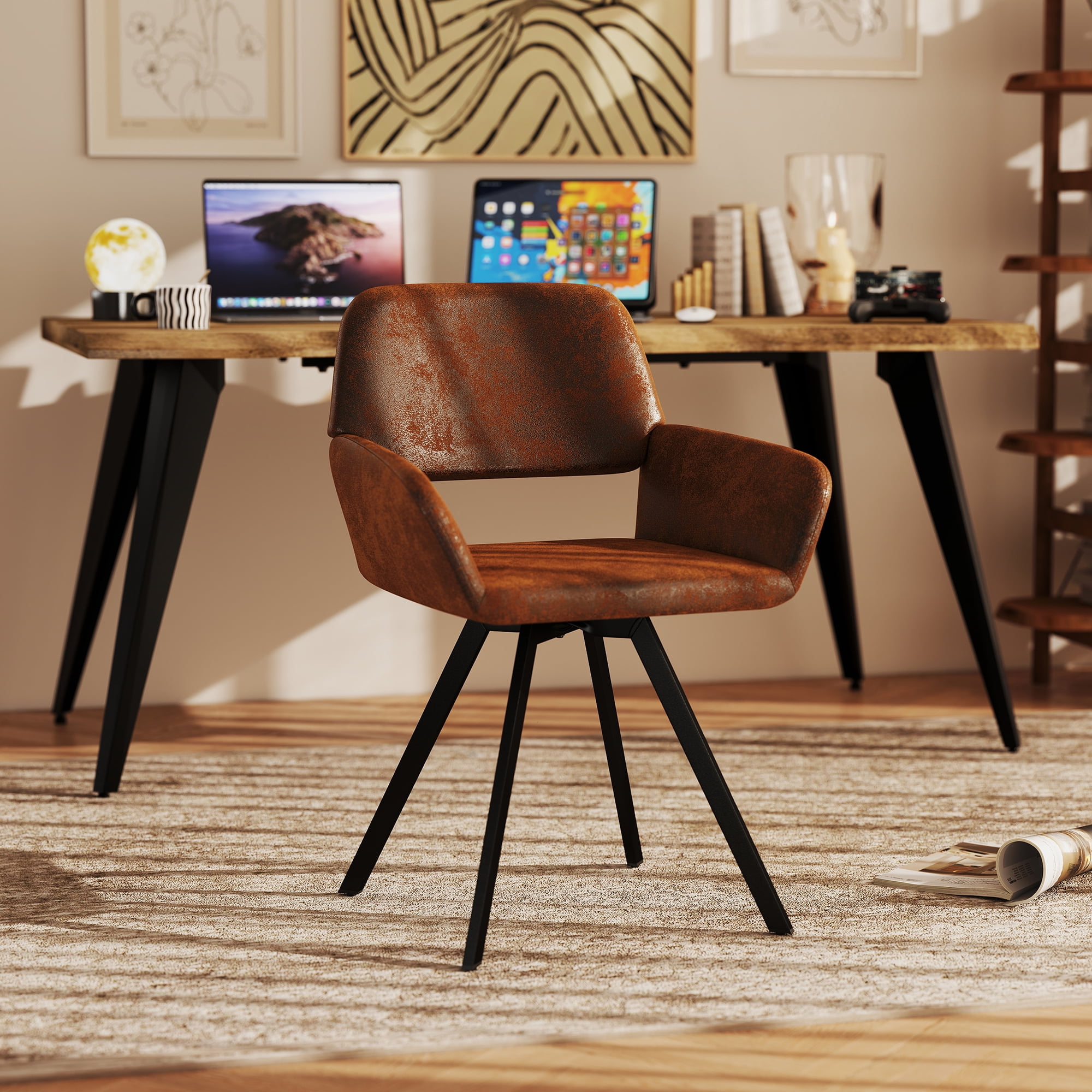 Homy Casa Computer Desk with Live Edge Perfect for Home Office PC Workspace, Walnut