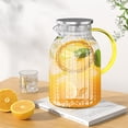 thumbnail image 4 of 64 oz Glass Pitcher, Water Pitcher with Lid and Spout, 1.8L Glass Carafe for Fridge, Thickened Borosilicate Iced Juice Jugs for Cold and Hot Beverage, Easy Clean Heat Resistant Glass Jug, 4 of 7