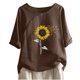 thumbnail image 1 of Blusas de Manga Corta para las Mujeres Impresas Cuello Redondo Camiseta Casual, Blusa de Algodón de Imitación para las Mujeres, 1 of 4