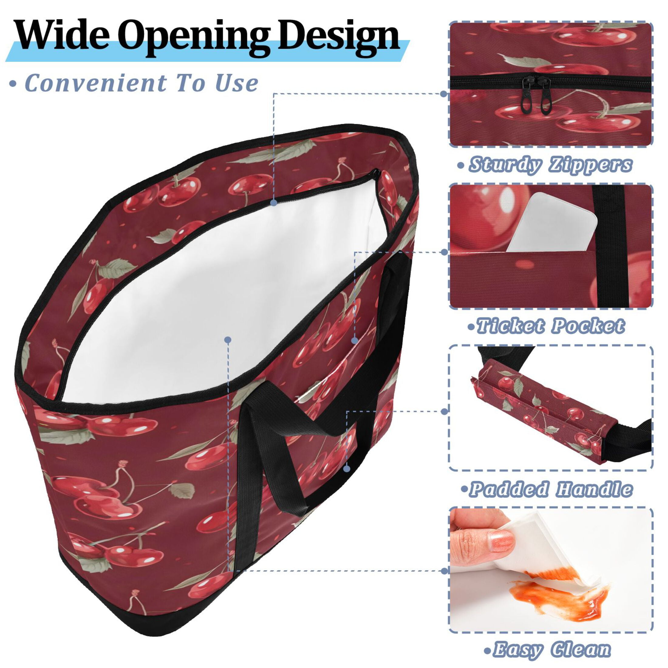 Large Hand-held Ice Pack Picnic Bag Insulation and Refrigeration Suitable for Shopping Picnics and Camping Red Cherry
