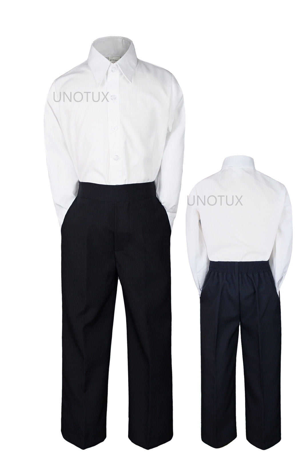 3pc Set Baby Boy Toddler Kid Teen Wedding White Black Pants Tie Formal Suit S-20 
