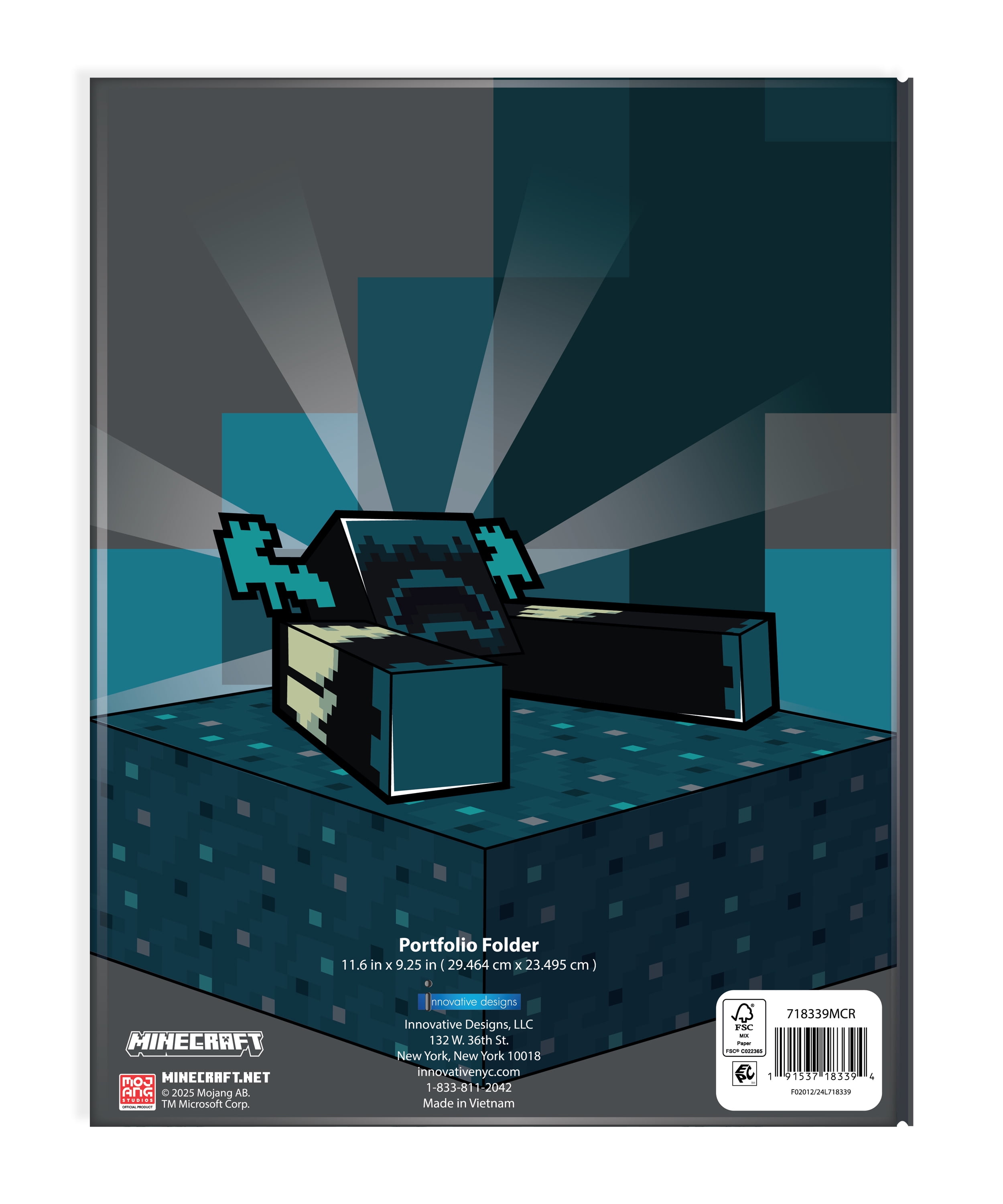 Minecraft 2-Pocket Paper Folder with 3 Prongs, 9.25" x 11.6", for Students
