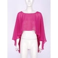 thumbnail image 5 of Nyeemya Women's Sheer Chiffon Bolero Shrug Wedding Party Capes Shawl Wraps for Bridesmaid Dress Cover Up Hot Pink One Size, 5 of 7