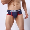 thumbnail image 4 of HUPOM Mens Underwear Boxer Briefs Male Thongs Medium waist Comfort Waist Solid Boxer Briefs Dark Blue M, 4 of 6