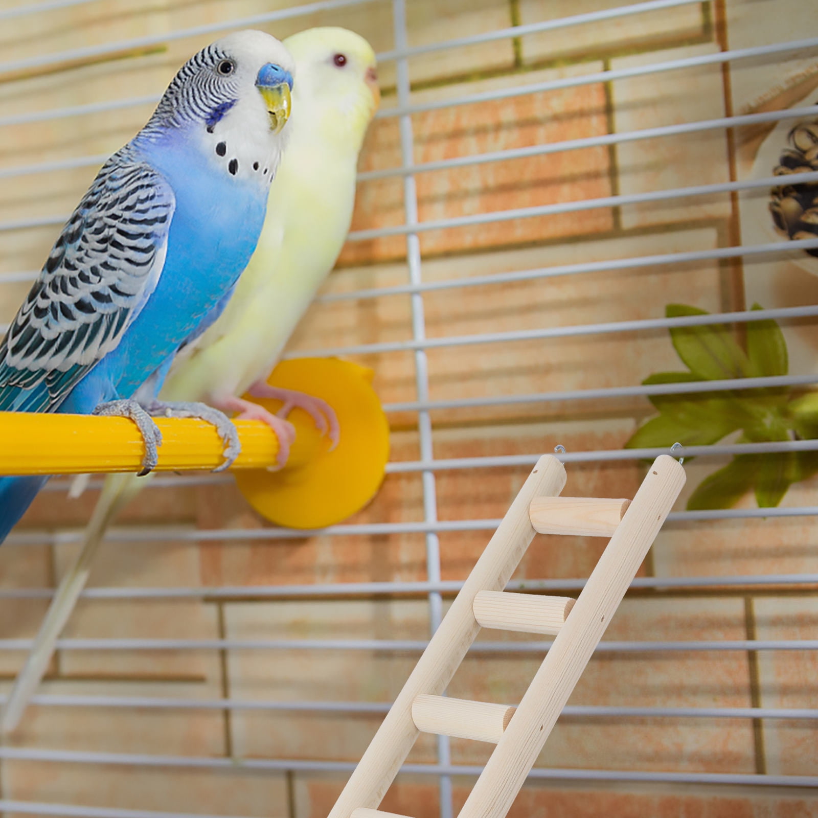 UPOUART Wooden Parrot Training Ladder and Khaki Bird Swing Stand for Pet Activity and Bird Exercise