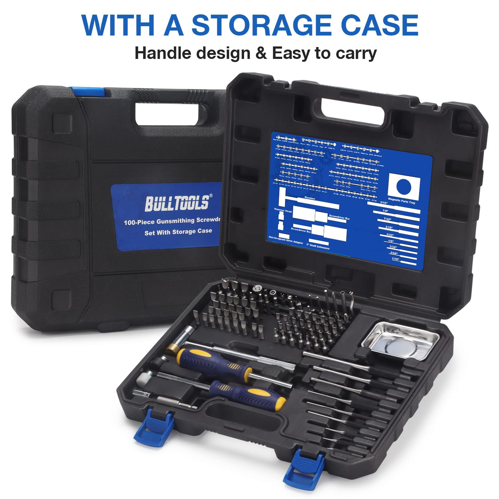 BULLTOOLS Precision Screwdriver Set, 100-Piece Torque Screwdriver Engineering Repair Kit, Roll Pin Punch Set with Magnetic Screwdriver Handle and Storage Case for Maintenance