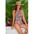 thumbnail image 4 of Women's Gradient Floral High Neck With Ruffled Straps One Piece Swimsuit, 4 of 6
