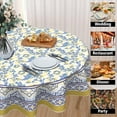 thumbnail image 6 of Yellow and Blue Floral Tablecloth Round 60 Inch Farmhouse Boho Tablecloth Spring Summer Fabric Table Cloth With Wrinkle Resistant For Kitchen Holiday Picnic Party Dinner Room Indoor Outdoor Decor, 6 of 7