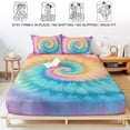 thumbnail image 5 of Cal.King Size Fitted Sheet Set - Colorful Tie Dye 3 Piece Bedding Sets 16" Deep Pocket Fitted Sheet with 2 Pillowcases, Rainbow Ombre Abstract Pattern Art Brushed Microfiber Hotel Luxury Bed Sheets, 5 of 9