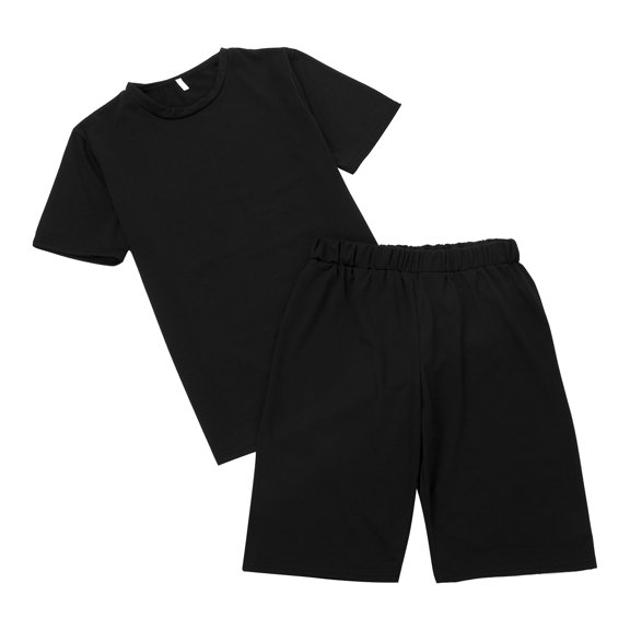 KOMOO Women 2PCS Shorts Outfits Short Sleeve Loose Tee Slim Shorts Summer Sports Suit Oversize