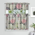 thumbnail image 2 of Pioneer Kitchen Curtains and Valance Set 36 Inch Tier Pink Flower Crown Peony 3 Pieces Set Dining Room Small Curtain Drapes Cafe Curtains Valance for Home Decor Rod Pocket, 2 of 6