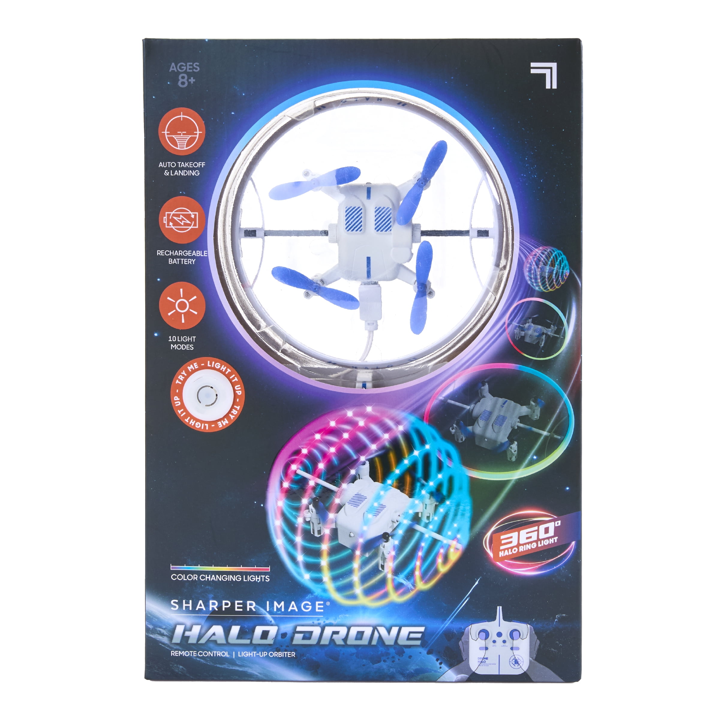 Sharper Image® Halo Drone – Orbiteur lumineux téléguidé