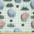 thumbnail image 2 of Ambesonne Cartoon Fabric by the Yard Microfiber, Balloons in Sky Adventure, 2 Yards, Ceil Blue Blush and White, 2 of 2
