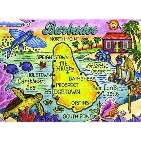 Barbados Map Caribbean Fridge Collector's Souvenir Magnet 2.5 inches X 3.5 inches