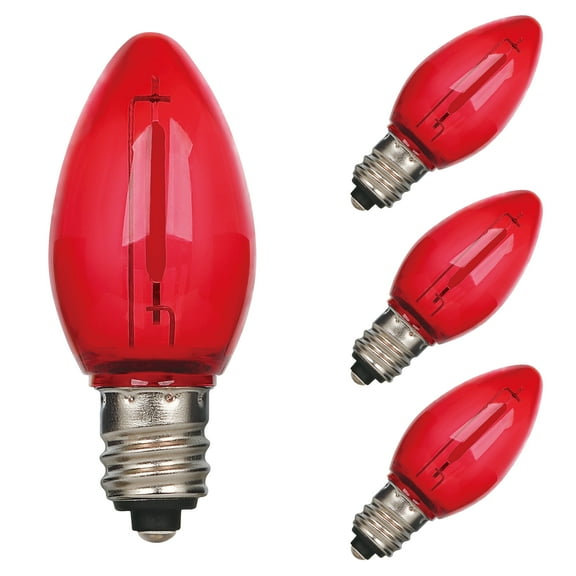 Westinghouse 0.6 Watt (7 Watt Equivalent) Red C7 Omni Filament LED Light Bulb Candelabra (E12) Base, 4-Pack