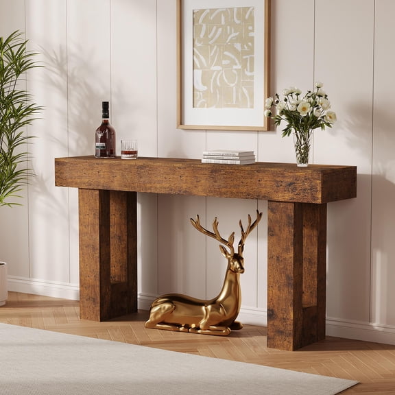63" Long Console Table for Entryway – Farmhouse Wooden Sofa Table Behind Couch, Rectangular Hallway & Living Room Accent Table