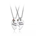 thumbnail image 1 of HOOUN Silver Broken Heart Best Friend Pendant 2 Pcs Friendship Necklace Chain Gift, 1 of 5