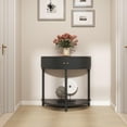 thumbnail image 4 of Kadyn Wave Pattern Demi-Lune Table, Cream Finish Half Moon Console and End Table with Two Drawers, Dark Gray, 4 of 11