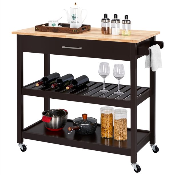 Yaheetech 3 Tier Rolling Kitchen Cart Island Cart on Wheels with