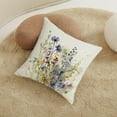 thumbnail image 5 of Spring Wild Flower Throw Pillow Covers 18x18 Set of 2 Summer Floral Outdoor Pillows Cover Watercolor Flowers Rustic Farmhouse Linen Decorative Cushion Case for Couch Bed Decor, 5 of 6