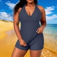 thumbnail image 2 of Brnmxoke Tankini Shorts Swimsuits for Women,Plus Size Casual Basic Two Piece Tummy Control Bathing Suit Twist Front V Neck Top with Pockets Shorts Swimwear Beach Set Navy,XXXXXL, 2 of 8