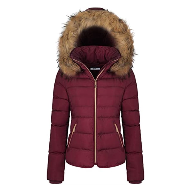 Women's Casual Quilted Hooded Puffer Jacket - Warm Insulated Winter Coat
