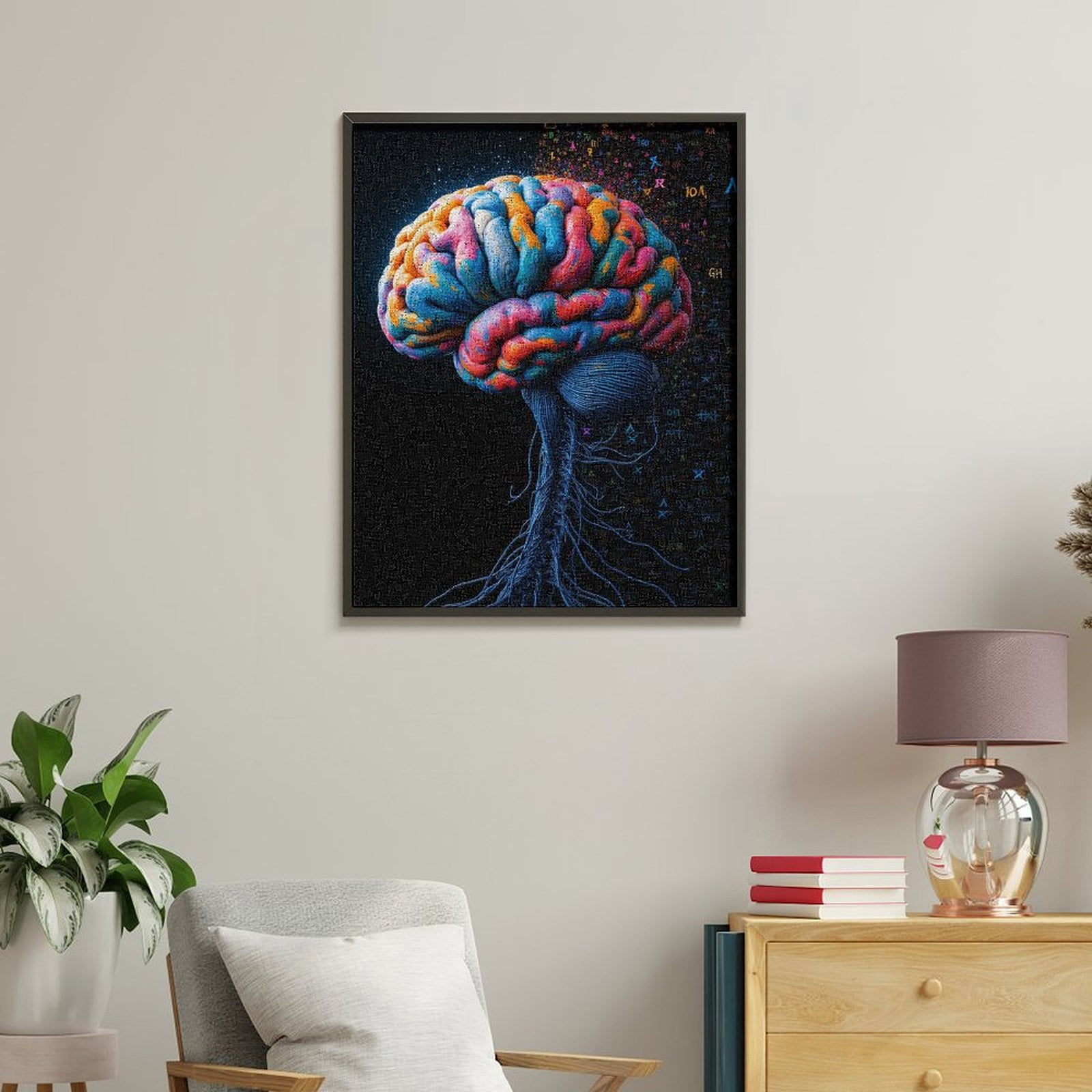 Paint By Numbers Kit for Adults Beginner - Colorful Brain Anatomy Art Illustration DIY Canvas Painting Kits for Adults, Frameless Paint By Number for Adults for Home Wall Decor 16x20 Inch