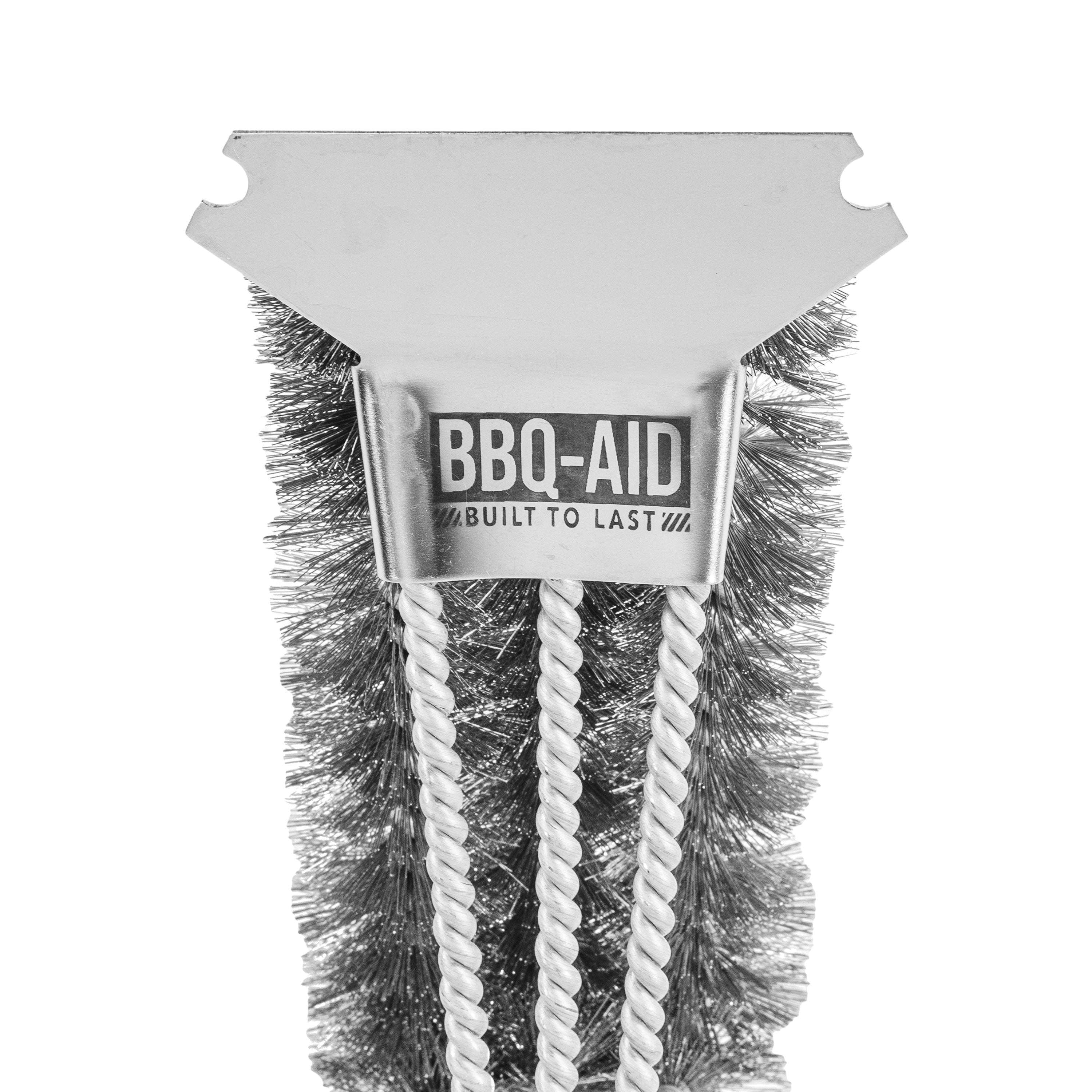 BBQ-AID All Angles BBQ Grill Brush for Outdoor Grill – Cleans All Angles, Large Wooden Handle, and Stainless Steel Bristles - BBQ Brush for Grill Cleaning – Grill Cleaner Brush Safe for BBQ and Grill