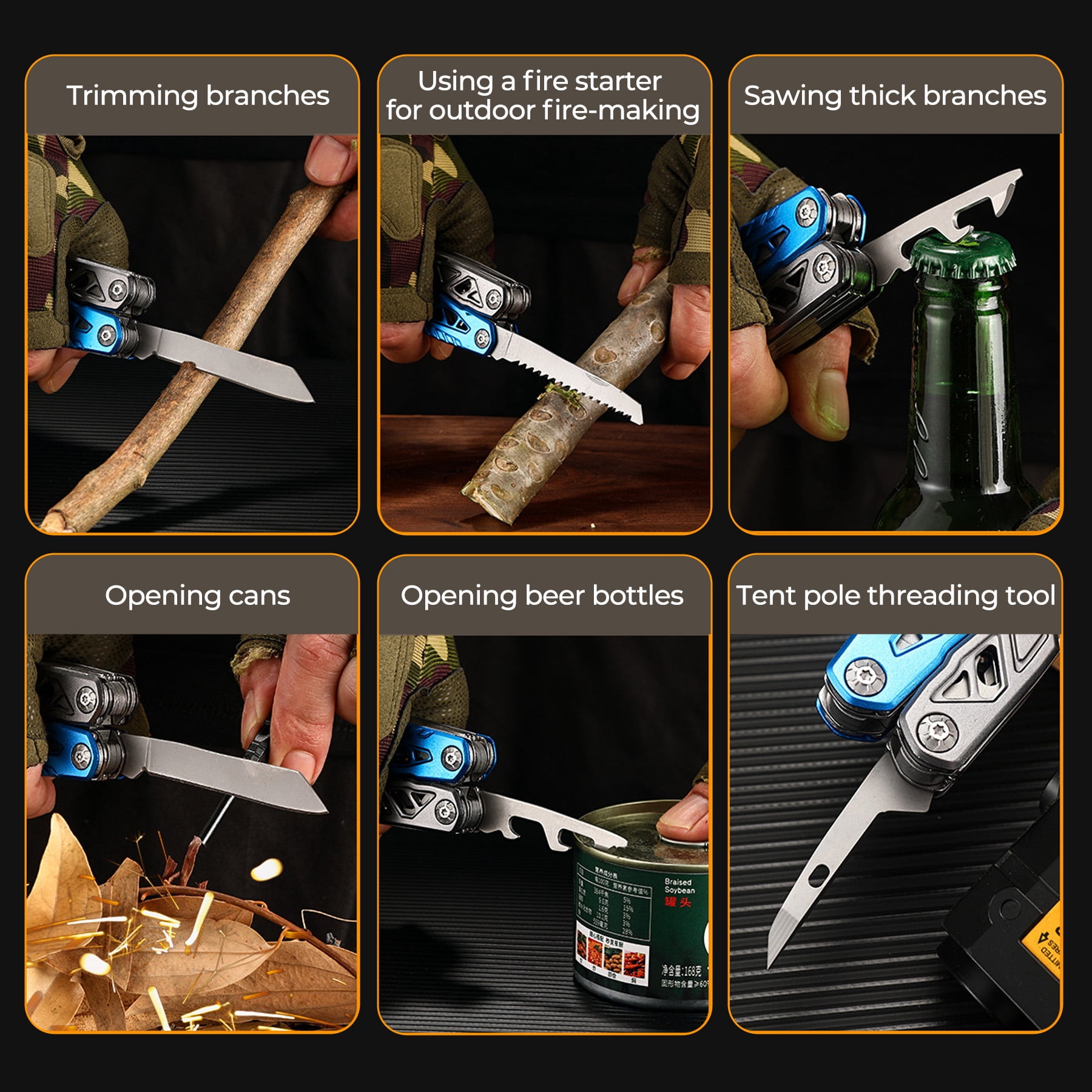 Outdoor Multi-Functional Axe Vehicle-Mounted Hammer Firewood Splitter Tactical Axe Camping Survival Woodcutting Axe Combination Tool-Perfect Gift for Men