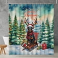 thumbnail image 2 of Merry Christmas Santa Reindeer Antlers Doberman Pinscher Sleigh Xmas Winter Holiday Shower Curtain Doberman Dog Lover Gifts Waterproof Bathroom Bathtub Curtain - 00023, 2 of 5