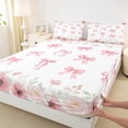 thumbnail image 3 of Castle Fairy Floral Bow-Tie 4-Piece Full Size Sheets for Teens Girls Kids,Chic Pink Flower Bed Sheets,Dreamy Princess Lightweight Sheet Sets,Ultra Soft Home Decor, 3 of 7