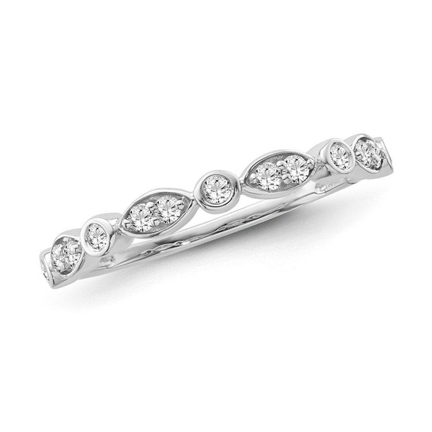 Netaya - Netaya 10k White Gold and Diamond Stackable Band Ring (1/6 ...