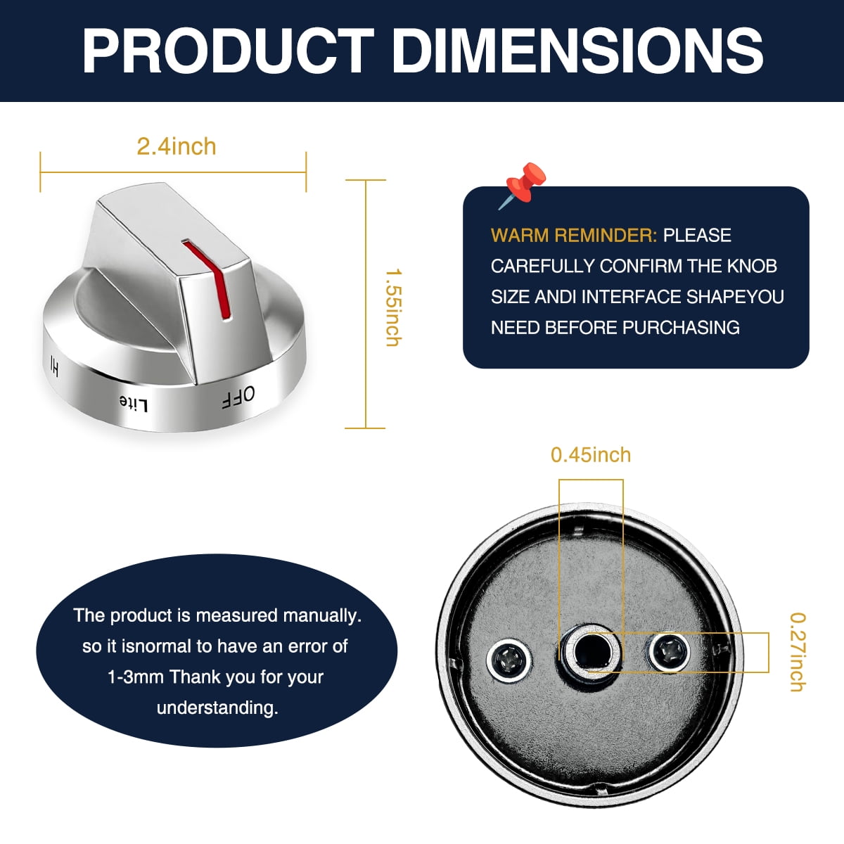 5-Pack Gas Stove Knob Replacement, Compatible with NX60T8111SS NX60T8311SS NX60T8711SS Models, Replaces DG94-03500A/Z DG94-03500U DG94-04396A, Durable Heat-Resistant Range Oven Knobs