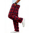 thumbnail image 6 of Mens Plaid Wide Leg Trousers Elastic Waist Loose Fit Casual Pants with Pockets, Lightweight Comfort Bottoms for Daily Wear And Outdoor Activities Red L, 6 of 9