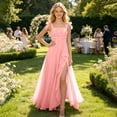 thumbnail image 5 of ITSAME Girls Smocked Slip Dress Square Neck Flowy Ruffle High-Low Hem Wedding Pageant Party Ball Gown Pink Size 12, 5 of 6