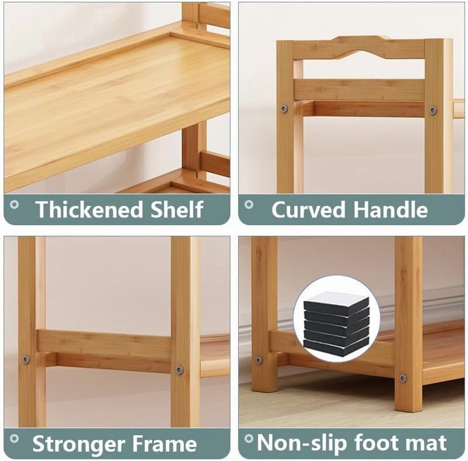 Bamboo Shoe Rack for Closet, 6 Tier Wooden Stackable Shoe Organizer, Free Standing Shoes Storage Shelf for Entryway, Front Door Entrance, Natural