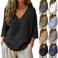 thumbnail image 6 of Womens Linen Tops Peasant Tops For Women Summer Linen Tops Cotton Boho Tops Gauze Tunic Tops For Women Lightweight Linen Blouses For Women Summer Blouses For Women Peasant Blouse Black L, 6 of 6
