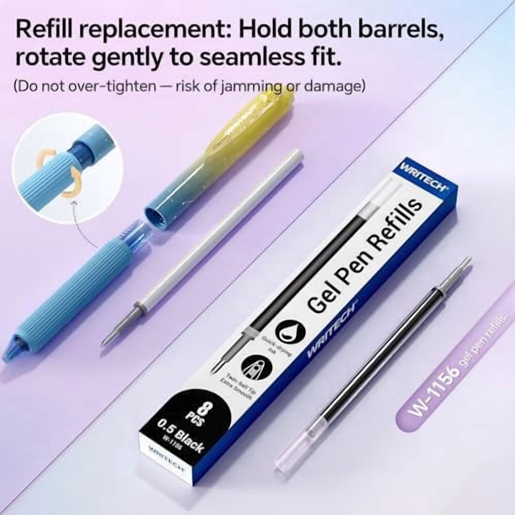 Gel Pens Fine Point: Nebula Pen Set 0.7mm Black Ink Retractable 6ct Smooth Writing with Aesthetic Gradient Color Barrel for Journaling Note Taking Silent Click No Smear