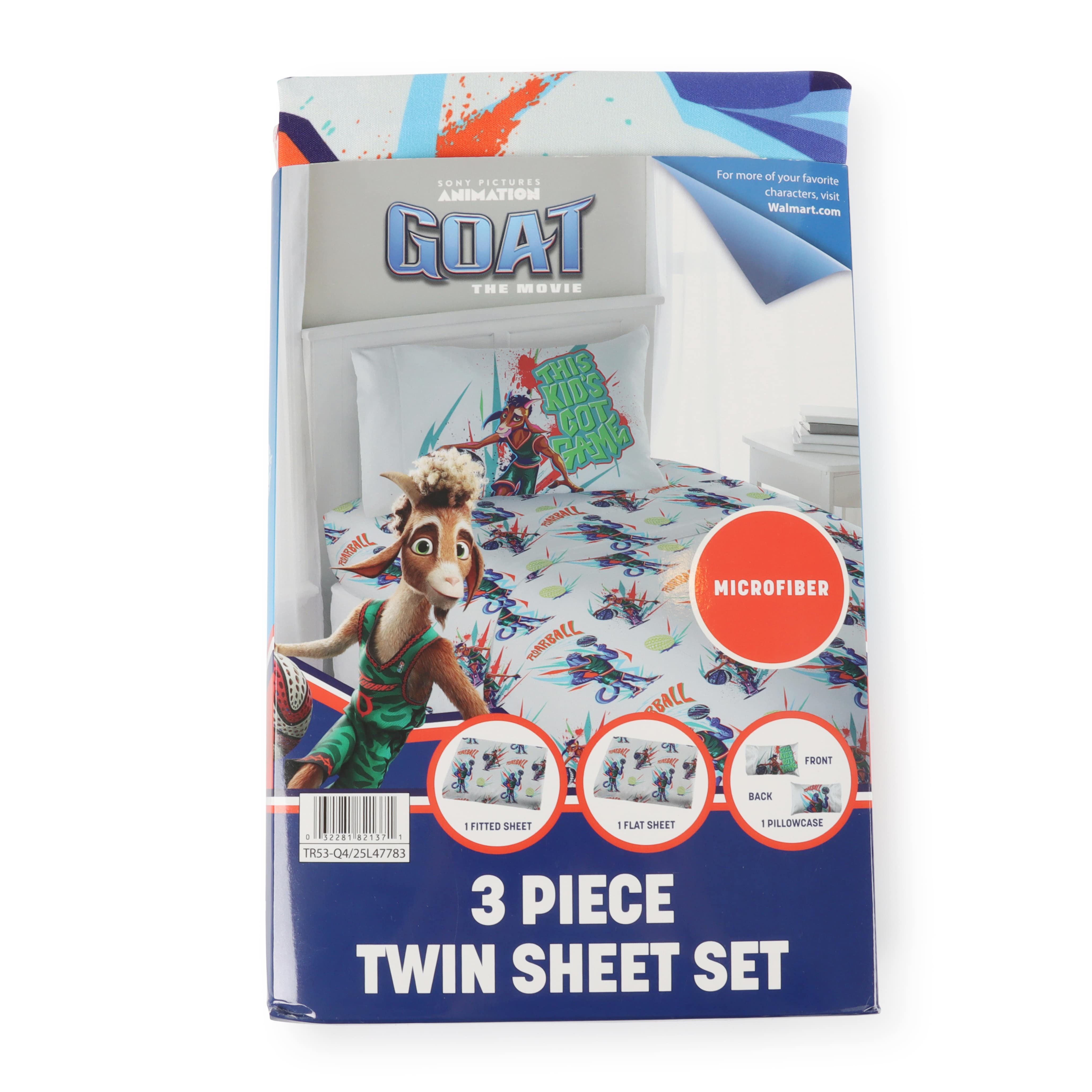 GOAT Movie, Kids 3 Piece Sheet Bedding Set, Twin Size