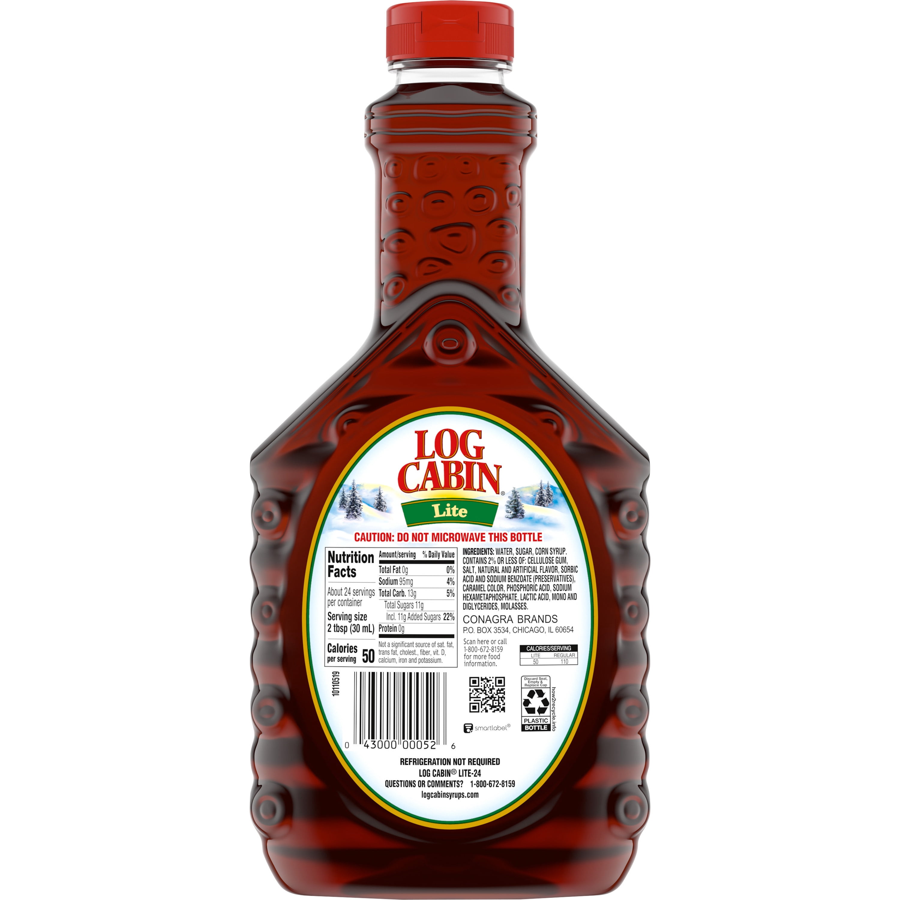 Log Cabin Lite Pancake Syrup, 24 fl oz