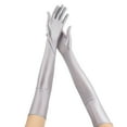 thumbnail image 2 of YAOBAMM Charming Gloves 1 Pair Solid Color Full Fingers Elastic Smooth Soft Breathable Elbow Length Bride Wedding Stage Performance, 2 of 7