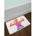thumbnail image 2 of Your are Stronger than You Think Bath Mat, Woman Girl Doing Bicep Curl Motivation Calligraphy, Plush Bathroom Decor Mat with Non Slip Backing, 29.5" X 17.5", Multicolor, by Ambesonne, 2 of 2