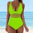 thumbnail image 2 of Swimsuit Coverup Women's V Neck Solid Swimsuit Mesh Splicing Padded Cups for Supportive and Stylish Beachwear, 2 of 4