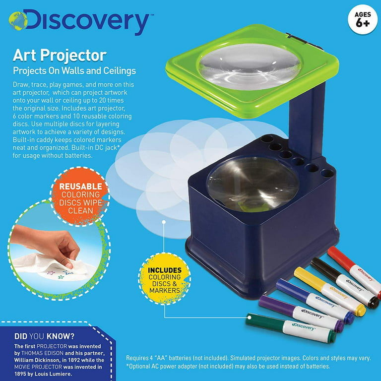 Discovery Kids Art Projector Creative Play 6 Markers & 10 Coloring