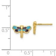 thumbnail image 3 of Real 14kt Yellow Gold Enameled Dragonfly Earrings; for Adults and Teens; for Women and Men, 3 of 3