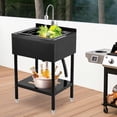 thumbnail image 2 of Rugerasy Stainless Steel Utility Sink,Freestanding Commercial Sink,Adjustable Leg with Hot and Cold Water Faucet,Hoses and Drain Kit,Large Laundry Tub for Kitchen,Garage,Bathroom,Outdoor Use, 2 of 7